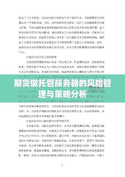 期货做托管服务器的风险管理与策略分析