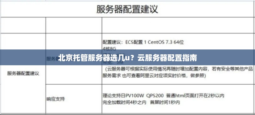 北京托管服务器选几u？云服务器配置指南