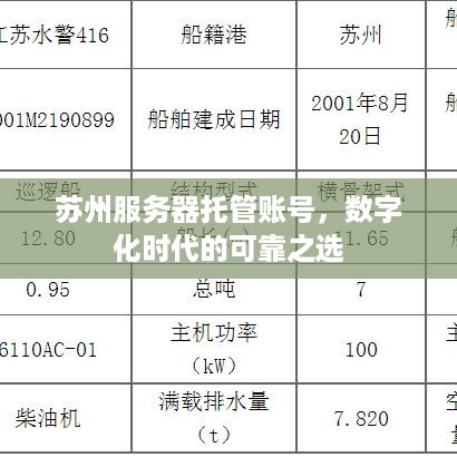 苏州服务器托管账号，数字化时代的可靠之选