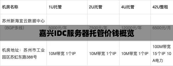 嘉兴IDC服务器托管价钱概览