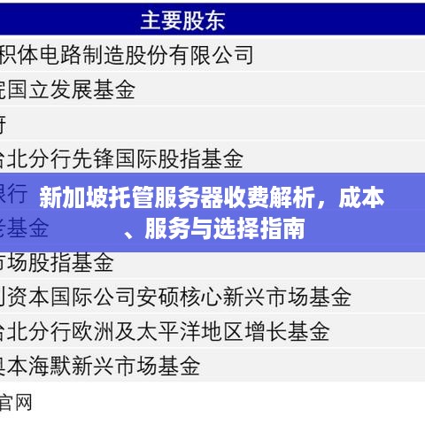 新加坡托管服务器收费解析，成本、服务与选择指南