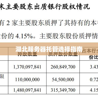 湖北服务器托管选择指南