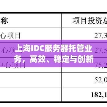 上海IDC服务器托管业务，高效、稳定与创新的融合