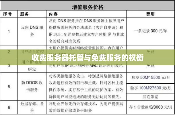 收费服务器托管与免费服务的权衡