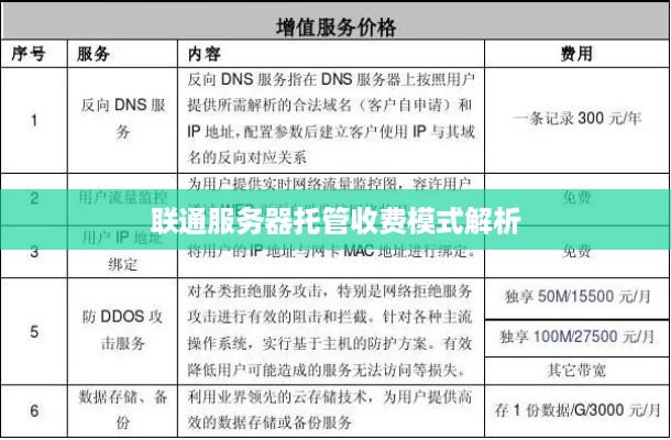 联通服务器托管收费模式解析