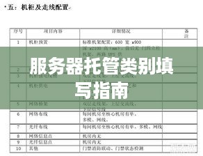 服务器托管类别填写指南