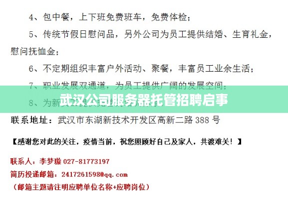 武汉公司服务器托管招聘启事