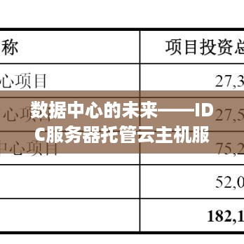 数据中心的未来——IDC服务器托管云主机服务解析