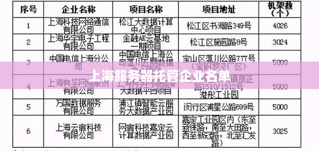 上海服务器托管企业名单