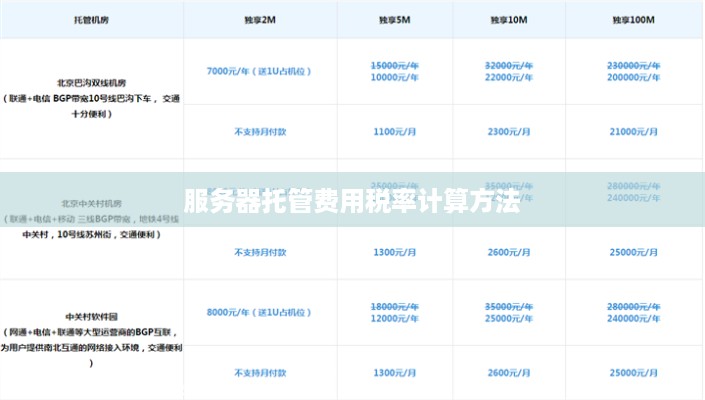 服务器托管费用税率计算方法