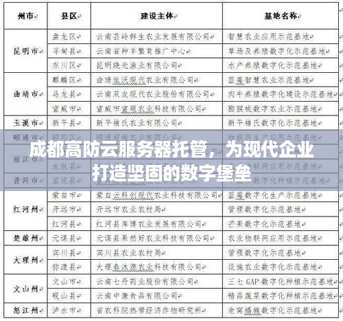 成都高防云服务器托管，为现代企业打造坚固的数字堡垒