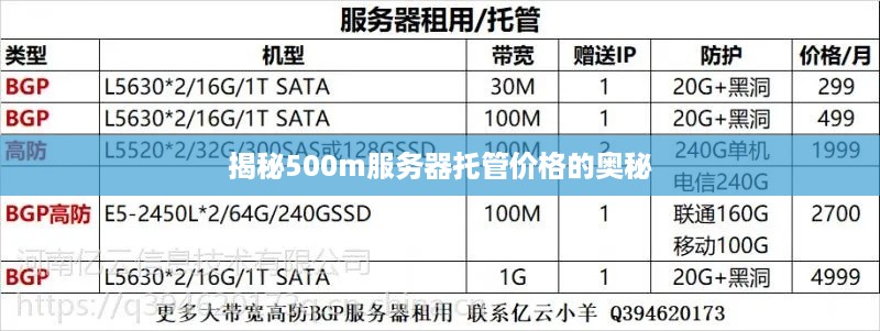 揭秘500m服务器托管价格的奥秘