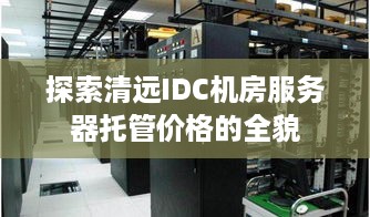 探索清远IDC机房服务器托管价格的全貌