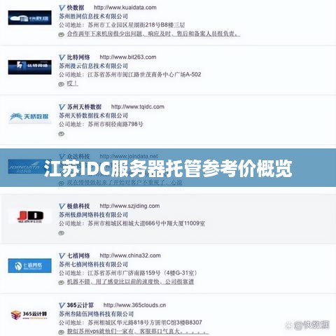 江苏IDC服务器托管参考价概览