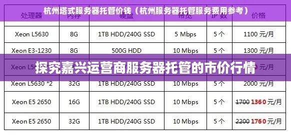 探究嘉兴运营商服务器托管的市价行情