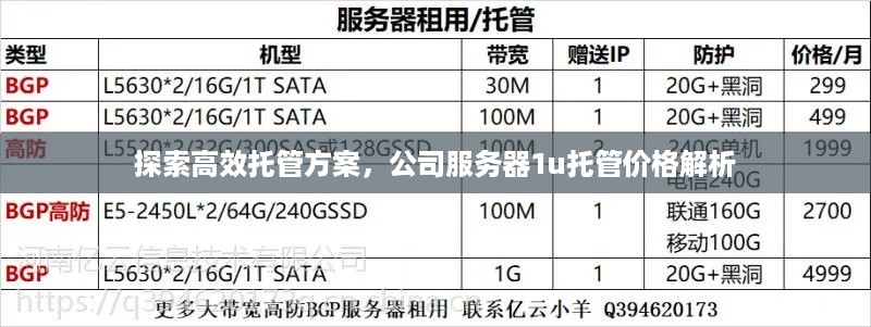 探索高效托管方案，公司服务器1u托管价格解析