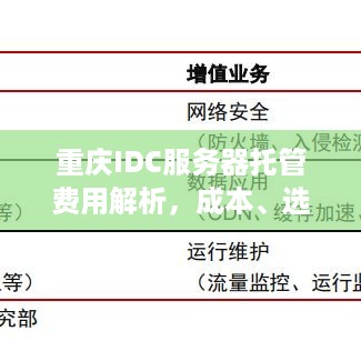 重庆IDC服务器托管费用解析，成本、选择与效益考量