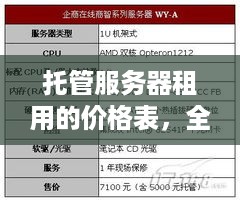 托管服务器租用的价格表，全面解析与成本效益分析