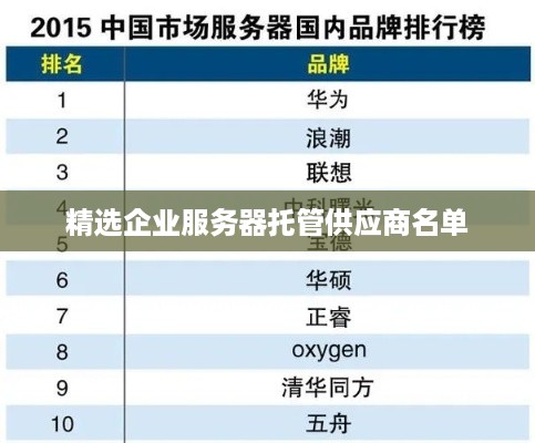 精选企业服务器托管供应商名单