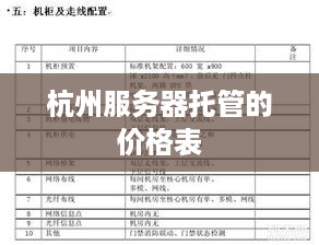 杭州服务器托管的价格表