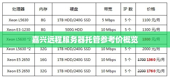 嘉兴远程服务器托管参考价概览