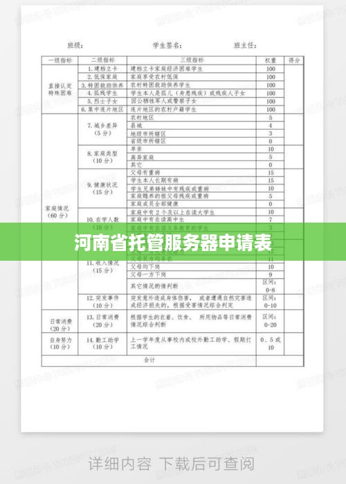 河南省托管服务器申请表