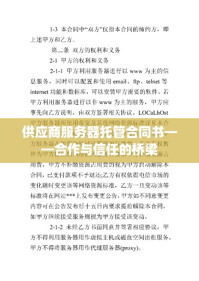 供应商服务器托管合同书——合作与信任的桥梁